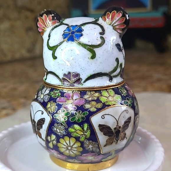 Vintage Cloisonne Panda Trinket box - Picture 3 of 6